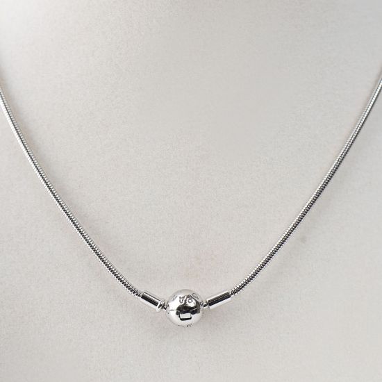 صورة عقد فضة  925  باندورا على شكل كرة  بطول 40 سم